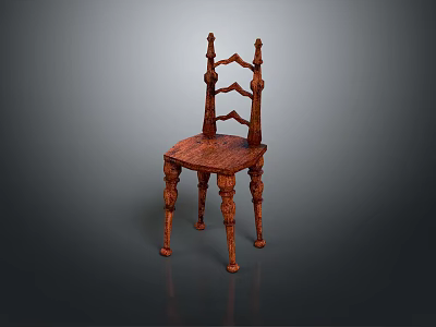 Vintage Wooden Accent Chair With Carved Backrest And Ornate Legs Classic Design 3d model