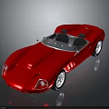 Red Vintage Convertible Sports Car With Streamlined Body Black Seats And White Wheels