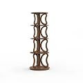 Modern Wooden Standing Decorative Shelf Featuring Curved Design And Multiple Tiers