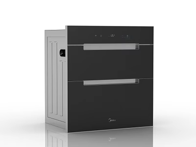 Modern Built In Kitchen Appliance With Double Drawers Black Silver Control Panel 3d model