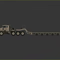 Beige Military Heavy Duty Tow Truck With Flatbed Trailer And Multiple Wheels