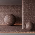 Building Exterior Wall With Brick Cladding Spherical Structures And Cylindrical Column Design