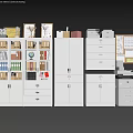 Modern Office Bookcase Interior With File Cabinets Trophies Globe And Books