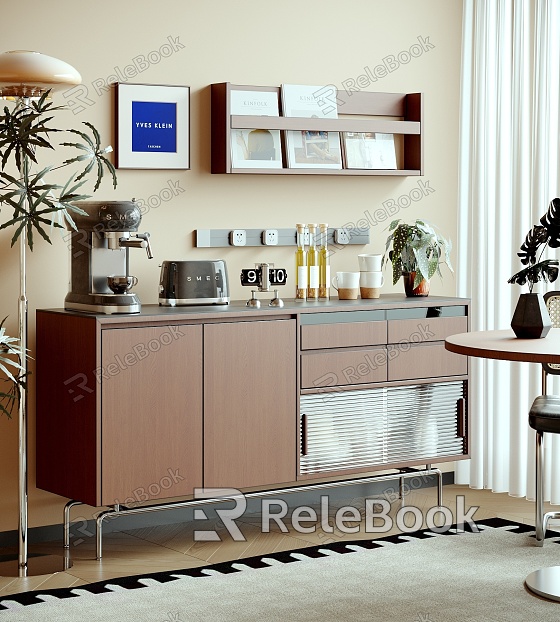 Modern Silent Sideboard Locker Coffee Machine Wine Bottle Wine Glass Ornaments Combination model