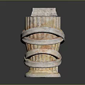 Decorative Stone Columns With Square Ornate Carvings And Cylindrical Twisted Design
