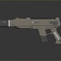 Futuristic Beige And Black Gun With Barrel Grip And Tactical Design Features