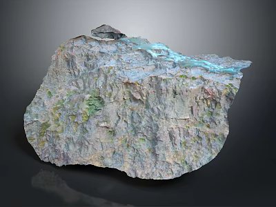 Natural Decorative Stone With Irregular Shape Colorful Texture And Green Blue Details 3d model