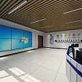 Modern Monitoring Room Interior With Large Screen Displays And Control Desk Equipment