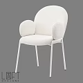 Modern White Upholstered Single Chair With Armrest Metal Legs And Minimalist Design