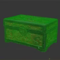 Decorative Carved Wooden Box With Floral Patterns And Metal Lock Design