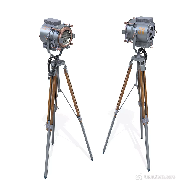 Vintage Tripod Floor Lamp With Metal Construction And Adjustable Design Features 3d model 