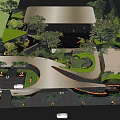 Elegant Modern Entrance Gate Design With Lush Landscaping Curved Driveway And Architectural Details