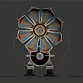 Vintage Gramophone With Metallic Decorations And Colorful Design On Base With Vinyl Records