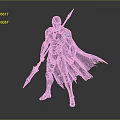 Sci Fi Warrior Character With Futuristic Armor Glowing Blue Accents And Spear Weapon