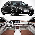 Black Mercedes-Benz S-Class Luxury Sedan With Alloy Wheels LED Headlights And Taillights