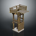 Wooden Architectural Tower Structure With Observation Deck Railing And Stairs On White Base 3d model
