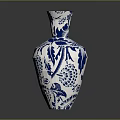 Blue and White Handcrafted Sculpted Vase with Intricate Floral Patterns