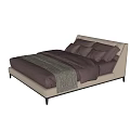Modern Elegant Double Bed With Upholstered Headboard Gray Bedding And Soft Pillows