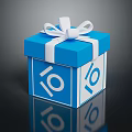 Daily Necessities Blue Gift Box With White Ribbon Bow And Number 10 Symbols
