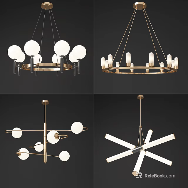 Stylish Modern Chandeliers With Various Designs For Home Interior Lighting 3d model
