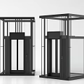 Modern Elevator Design With Glass Doors And Black Metal Frames Structure