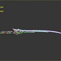Blue Sword With Intricate Decorative Details And Reflective Surface On Gray Background