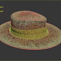 Vintage Green Hat Design With Yellow Woven Band And Text On Brim