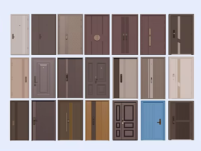 Various Hinged Doors With Modern Designs And Different Color Options For Home 3d model