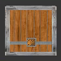 Wooden Crate With Orange Planks And Silver Metal Frame And Labels