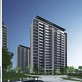 Modern High Rise Residential Building With Glass Facade And Balconies In Green Surroundings