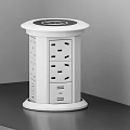 White Cylindrical Switch Panel With Multiple Sockets And USB Ports For Home Office Use 3d model