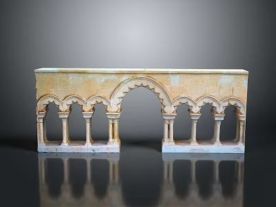 Scenic Landscape With Classical Stone Arched Structure Multiple Columns And Calm Reflection 3d model