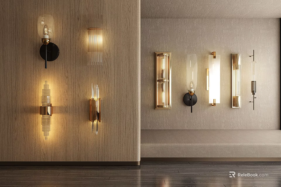Modern Wall Lamps With Glass Shades And Metal Frames For Home Interior Decor 3d model 