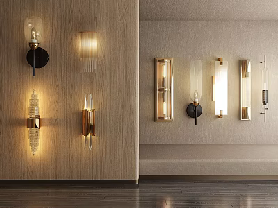 Modern Wall Lamps With Glass Shades And Metal Frames For Home Interior Decor 3d model