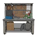 Mobile Workbench with Pegboard Tools Storage Boxes and Rolling Wheels for Workshop Use