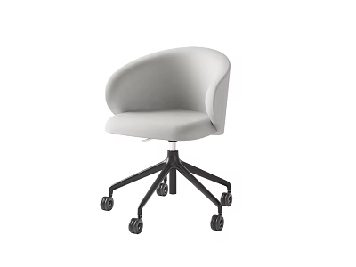 Modern Light Gray Office Chair With Curved Backrest And Black Five Star Caster Wheels 3d model