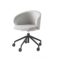 Modern Light Gray Office Chair With Curved Backrest And Black Five Star Caster Wheels