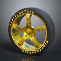 StarToneTyre Premium Car Tire With Yellow Alloy Wheel And Branded Design