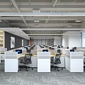 modern public office area public open office area office desk and chair card holder open area pipe chandelier 3d model