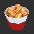 Crispy Golden Fried Potato Chunks in Red and White Paper Cup