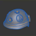 Elegant Golden Weapon Helmet Adorned With Peace Symbol And Floral Designs