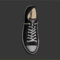 Classic Black Canvas Casual Shoes With White Laces And White Sole Design