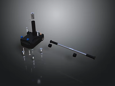 Black Equipment With Silver Small Parts And Long Rod Shaped Object 3d model