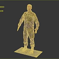 Realistic Game and Movie Character Male in Camouflage Uniform Standing Pose on White Platform