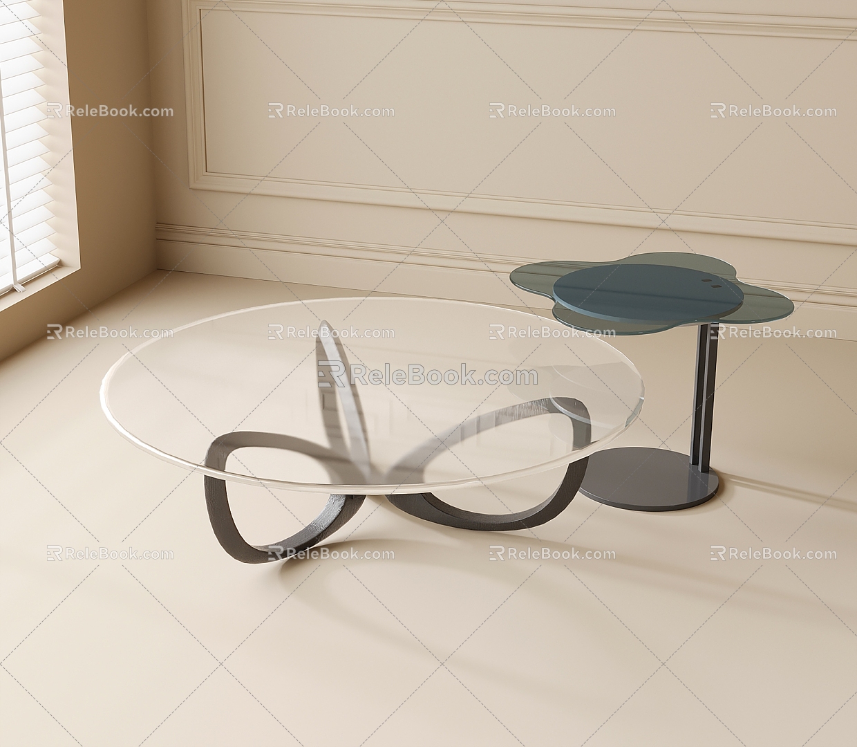 Modern round coffee table glass coffee table 3d model