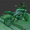Black Sporty Motorcycle with Rearview Mirrors and Seat Parked on Roadside
