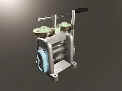 Manual Mechanical Tool With Dual Green Rollers Black Handle And Metal Frame 3d model