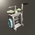Manual Mechanical Tool With Dual Green Rollers Black Handle And Metal Frame