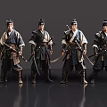 2D Coat Characters Japanese Pirates Japanese Samurai Japanese Soldiers Small Days 3d model