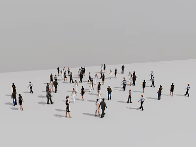 Group of Diverse People Standing on White Background in Various Poses 3d model